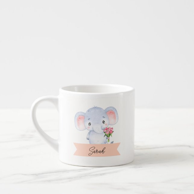 Taza De Espresso elefante infantil personalizado (Izquierda)