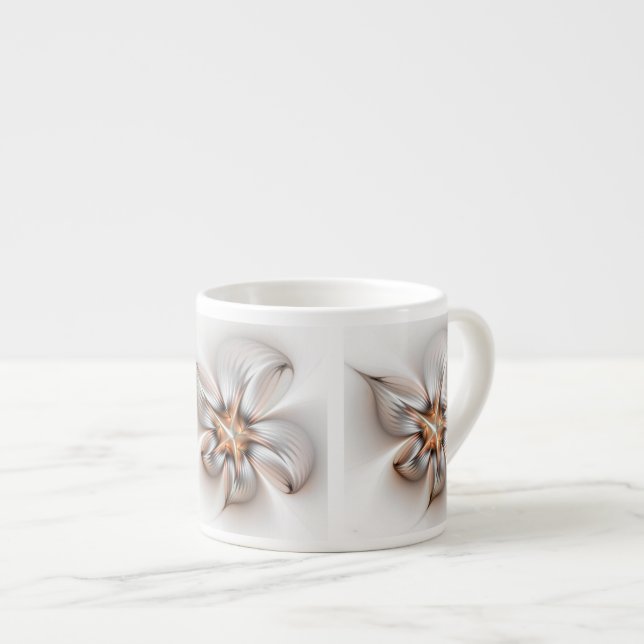 Taza De Espresso Elegancia floral modernidad Resumen arte fractal (Derecha)