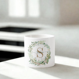 Taza De Espresso Elegant Botanical Monogram Espresso Mug with Name