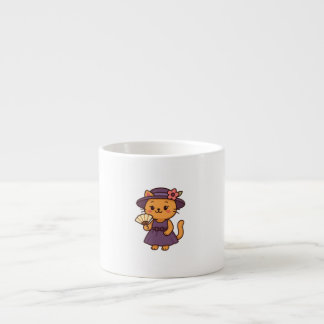Taza De Espresso Elegant Cat with Fan - Specialty Mug