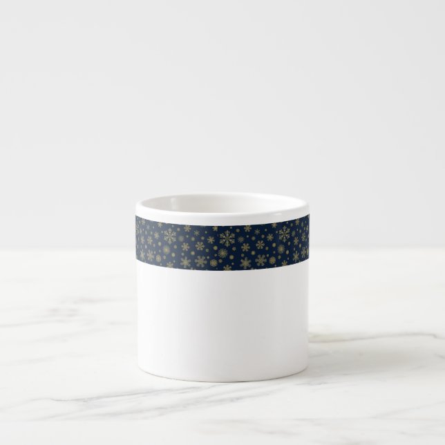 Taza De Espresso Elegant Gold Snowflake Winter Pattern (Frente)