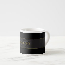 Taza De Espresso Elegant Script Monogram Black & Gold