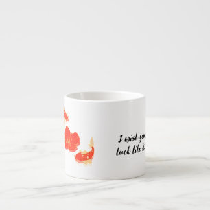 Taza De Espresso Elegante arte de peces koi y flor roja japonesa