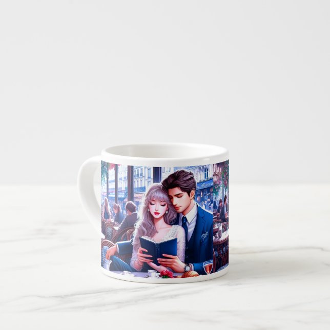 Taza De Espresso Elegante Cafe Parisiense Fecha: Un Escape Romántic (Izquierda)