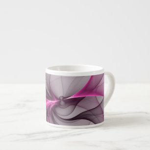 Taza De Espresso Elegante Caos Moderno Arte Abstracto Fractal Rosa