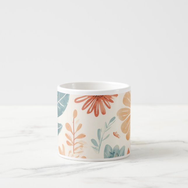 Taza De Espresso Elegante Copa de Diseño Floral (Frente)