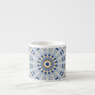 Taza De Espresso Elegante Decoración Oriental Arabesca Azul Persa