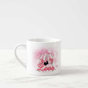 Taza De Espresso Elegante El día de San Valentín floral rosa