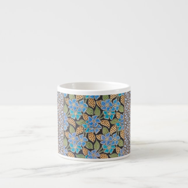 Taza De Espresso Elegante Flor Azul Periwinkle Floral Clásico (Frente)