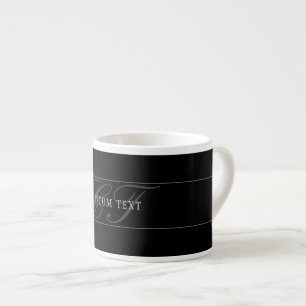 Taza De Espresso Elegante monograma de letra script editable negro