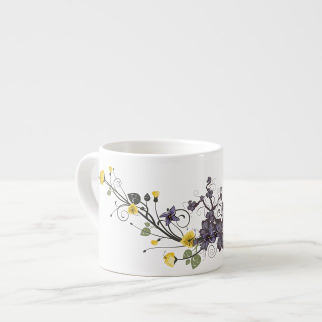 Taza De Espresso Elegante Mug de especialidad floral (Izquierda)