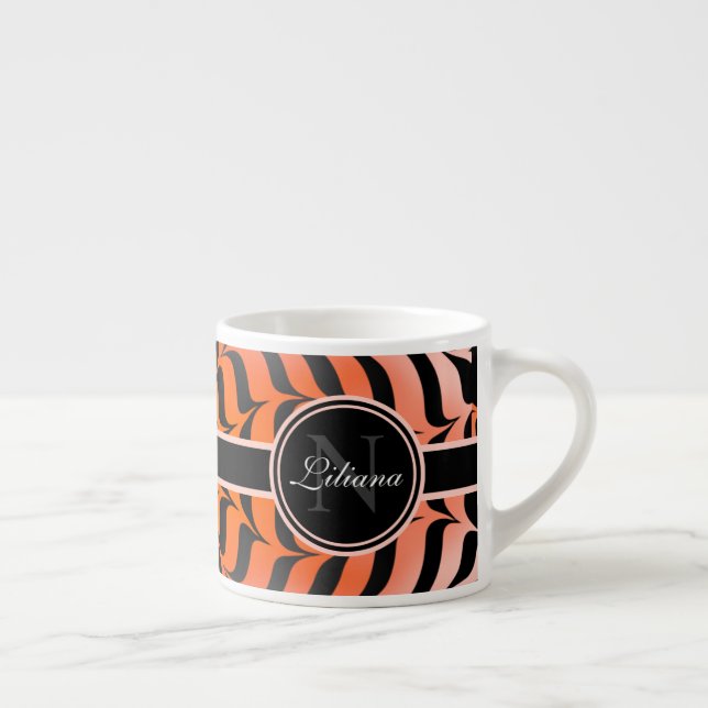 Taza De Espresso Elegante Naranja estético e impresión de piel de t (Derecha)