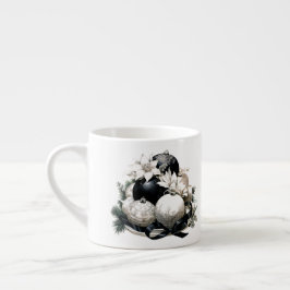 Taza De Espresso Elegante ornamento de marfil blanco y negro