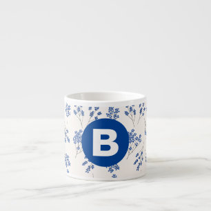 Taza De Espresso Elegante patrón floral azul bastante elegante con