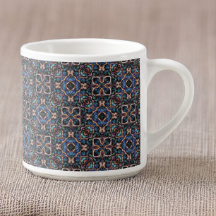 Taza De Espresso Elegante patrón geométrico de cobre verde azul Ver