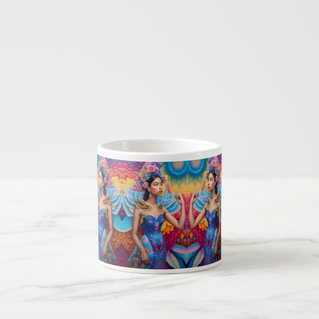 Taza De Espresso Elegante princesa con alas  (Frente)