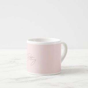 Taza De Espresso Elegante Rubor Rosa & Moda Gold Script Name