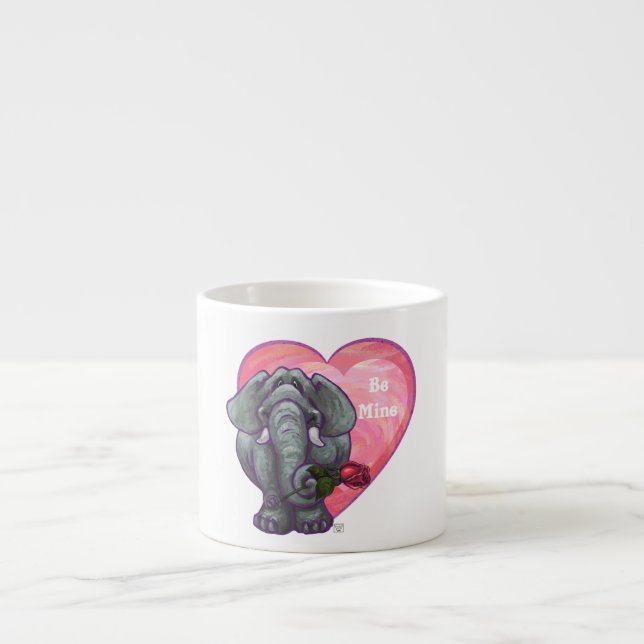 Taza De Espresso Elephant El día de San Valentín (Frente)