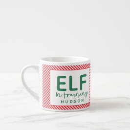 Taza De Espresso Elf entrenando Navidades rojos, verdes y blancos
