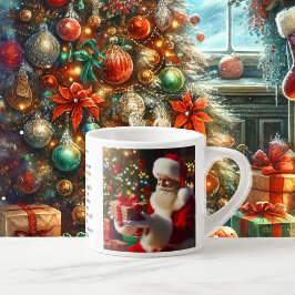 Taza De Espresso Elf Santa Claus agrega copa de vísperas a Navidade