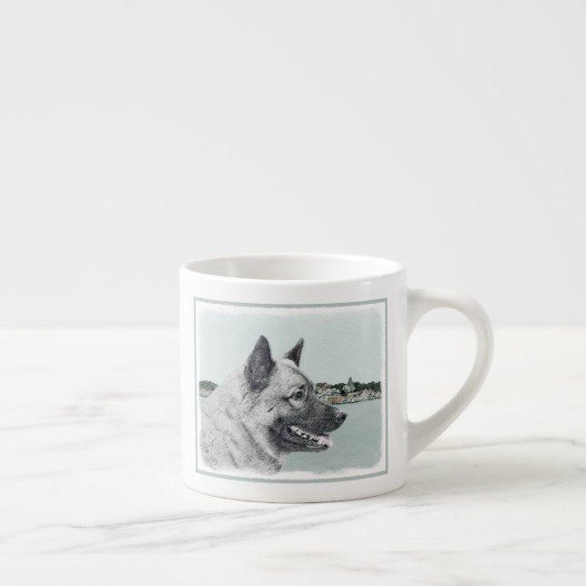 Taza De Espresso Elkhound noruego en pintura de aldea - Arte de per (Derecha)