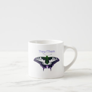 Taza De Espresso Ellas/ellas Orgullo no binario Mariposa Trasera
