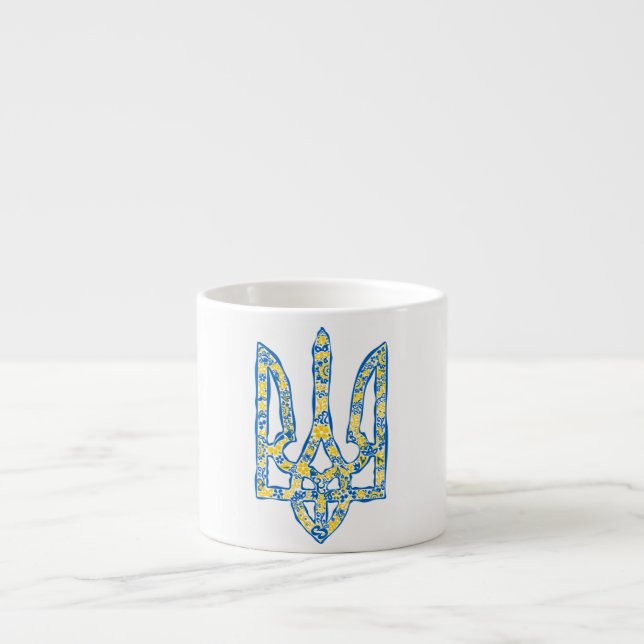 Taza De Espresso Emblema nacional ucraniano trident tryzub (Frente)