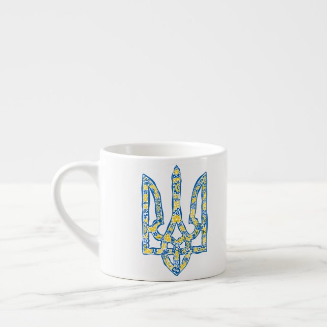 Taza De Espresso Emblema nacional ucraniano trident tryzub (Izquierda)