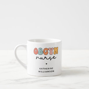 Taza De Espresso Enfermera Retro Personalizada de OBGYN
