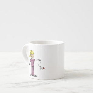 Taza De Espresso Enfermera Rubia Figura Palote Femenina