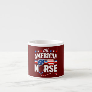 Taza De Espresso Enfermera totalmente americana Bandera patriótica