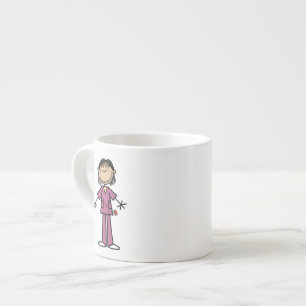 Taza De Espresso Enfermeras asiáticas con imitaciones de palo