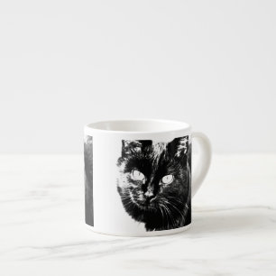 Taza De Espresso Esbozo de gatitos de gato negro y funky