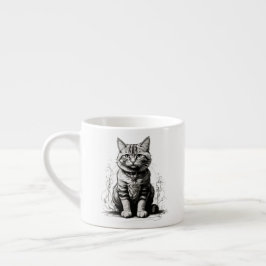 Taza De Espresso Esbozo de lápiz de gato corto