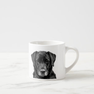 Taza De Espresso Esbozo de Mascota de porras de perro negro
