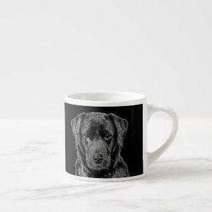 Taza De Espresso Esbozo de Mascota de porras de perro negro