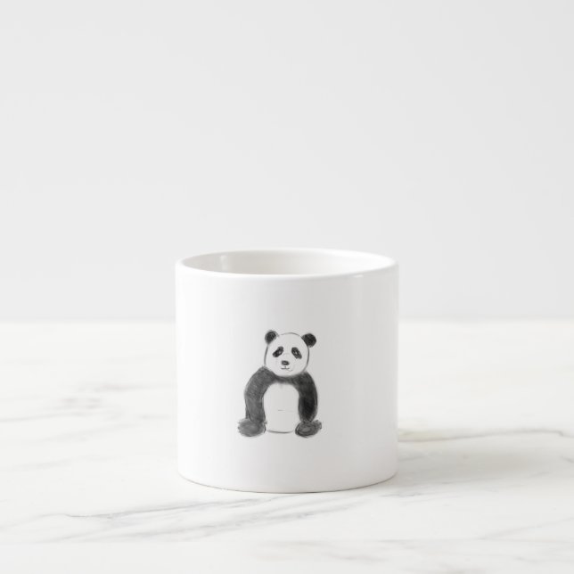 Taza De Espresso Esbozo de panda blanco y negro (Frente)