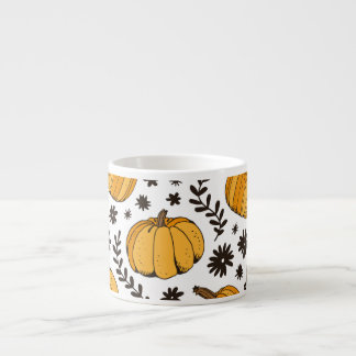 Taza De Espresso Esbozos de calabaza: patrón sin costuras dibujado 