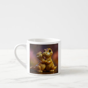 Taza De Espresso Escena de consuelo de dinosaurio solidario