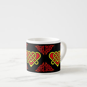 Taza De Espresso Escocia corazón entrelazado celta/oro/rojo, negro