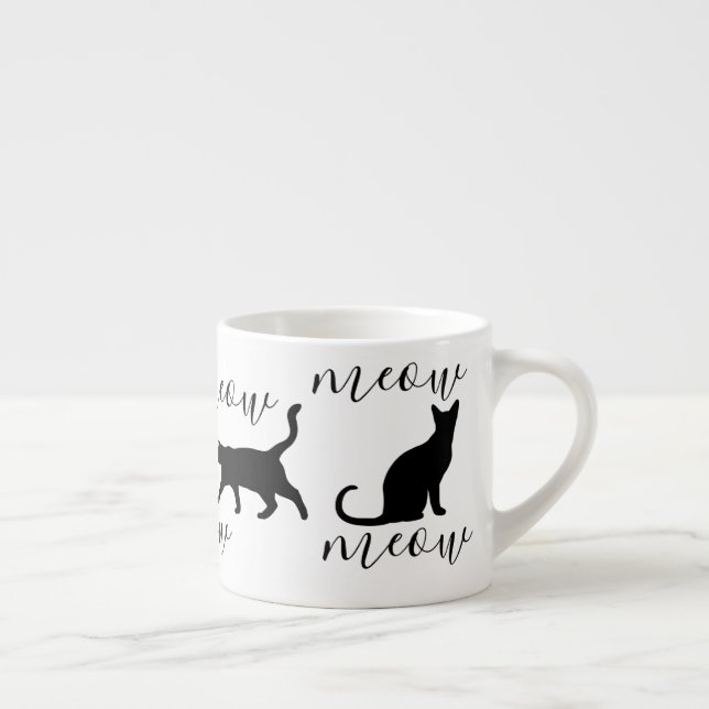 Taza De Espresso Escritura de moda del maullido de los gatos negros (Derecha)