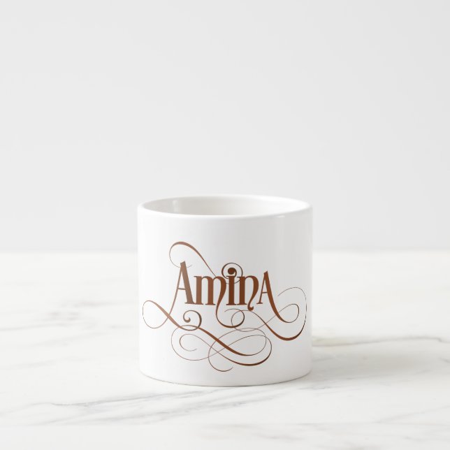Taza De Espresso Escritura personalizada Amina Kraft natural de (Frente)