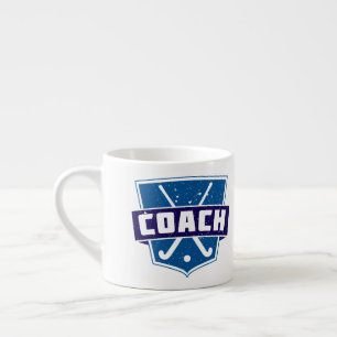 Taza De Espresso Escudo de entrenador de hockey sobre terreno