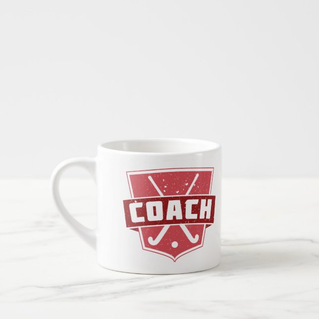 Taza De Espresso Escudo de entrenador de hockey sobre terreno (Izquierda)