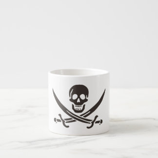 Taza De Espresso Espadas de cráneo de obsidiana Bandera pirata de C