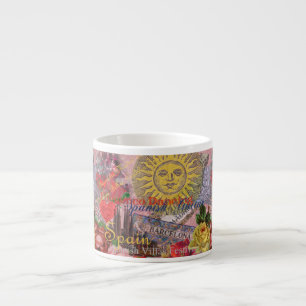 Taza De Espresso España Vintage Sol Viaje Collage Retro Europa