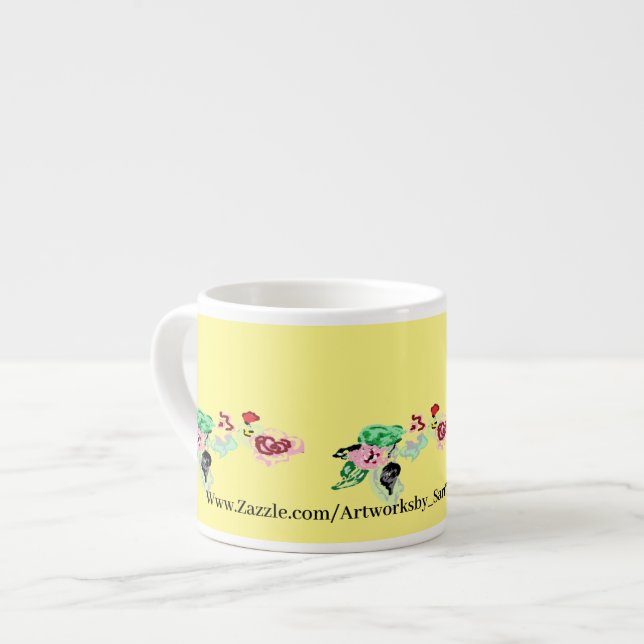 Taza De Espresso Especialidad Mug : Vino con Rosas (Izquierda)