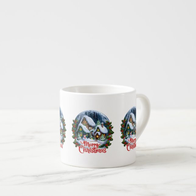 Taza De Espresso Espectacular Globe de nieve de la villa invernal (Derecha)