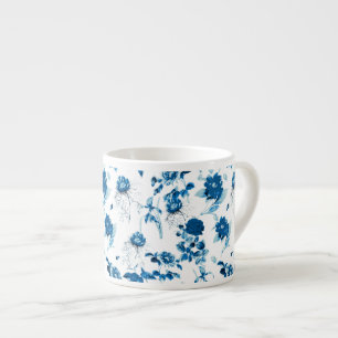 Taza De Espresso Espresso Mug-Blue Floral