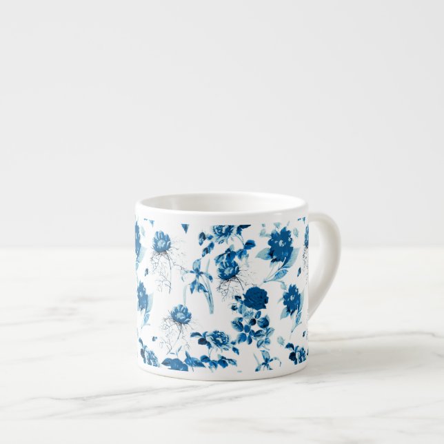 Taza De Espresso Espresso Mug-Blue Floral (Derecha)